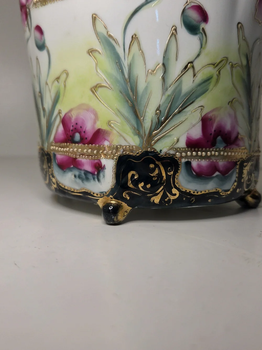 Antique 1891 Morimura Nippon Footed Planter Vase Pre-Nippon Maple Leaf